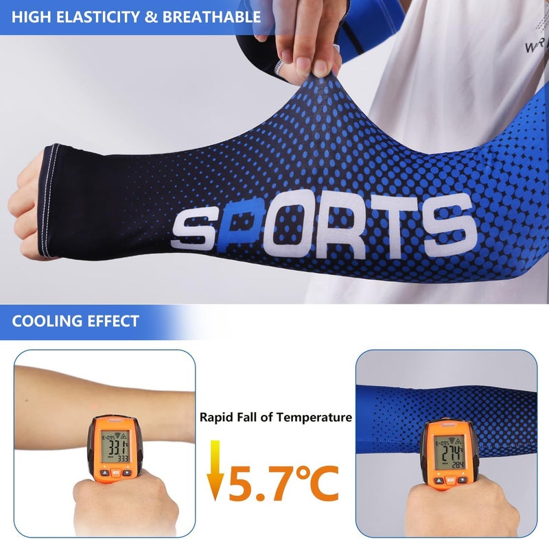 Bacophy 6 Pairs Arm Sleeves UV Protection Cooling Men Women Sunblock Cycling Arm Cover - Image 3